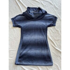 Athleta Zuni Space Dye Cowl Neck Dress Medium Petite Black‎ Purple Knit 918992